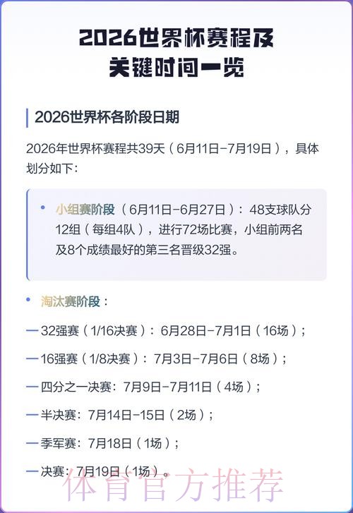 2026世界杯赛程今日最新时间表免费观看
